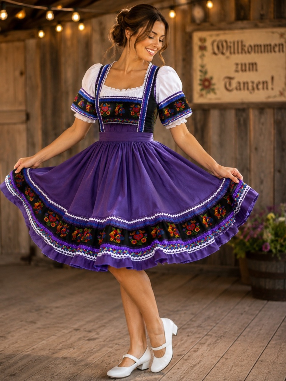 Vintage 60s Jeanette's Southwest German Folk Square Dance Dress 14 Art Costume